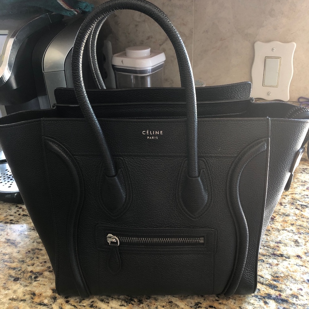 MICRO LUGGAGE HANDBAG IN DRUMMED CALFSKIN BLACK